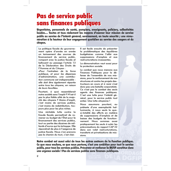 Livret « Pas de services publics sans finances publiques »