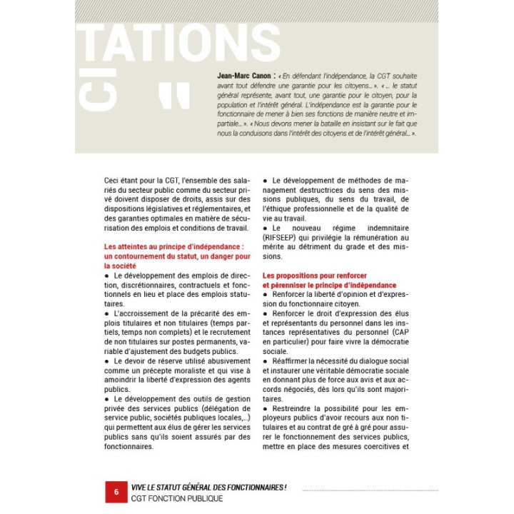 Livret « Vive le statut général des fonctionnaires »