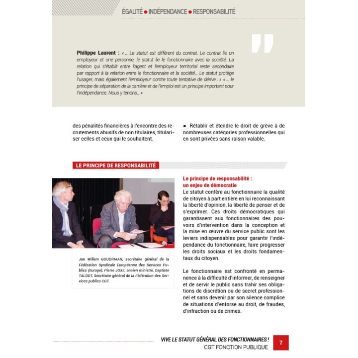 Livret « Vive le statut général des fonctionnaires »
