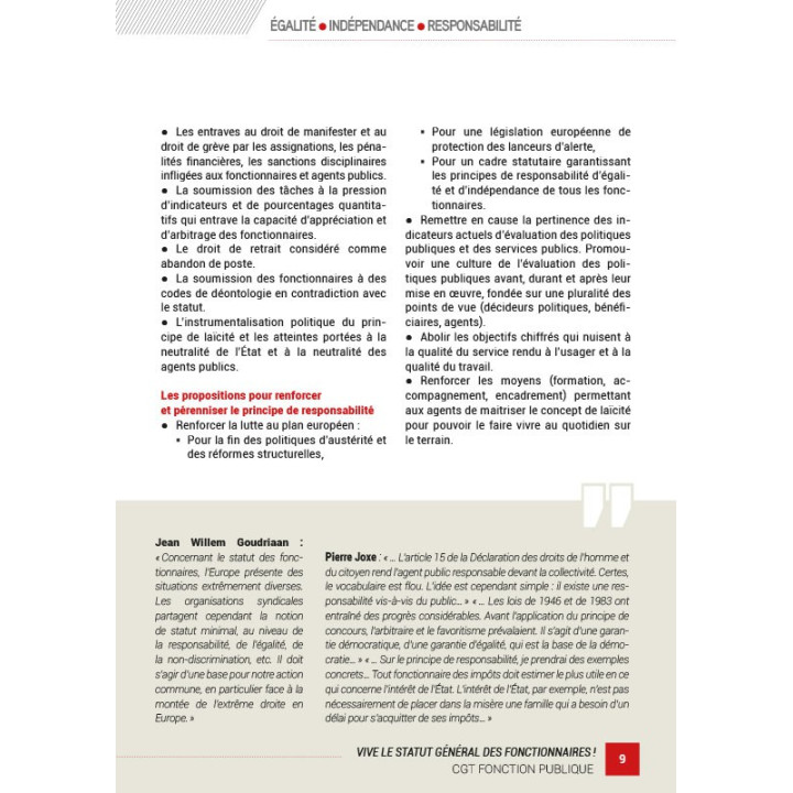 Livret « Vive le statut général des fonctionnaires »